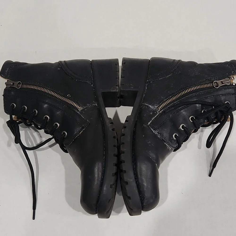 Harley Davidson Womens 84178 Motorcycle Boots Leather Block Heel Double Zipper
